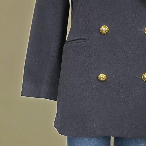 Holt Renfrew Retro Cashmere Navy Blazer Size 8 - Picture 4 of 10